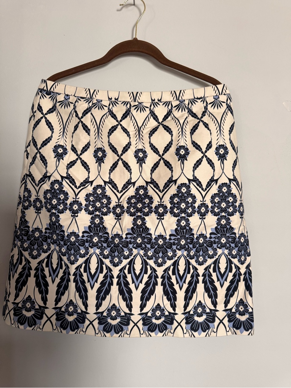 J. Crew Navy and Cream Floral Embroidered Mini Skirt